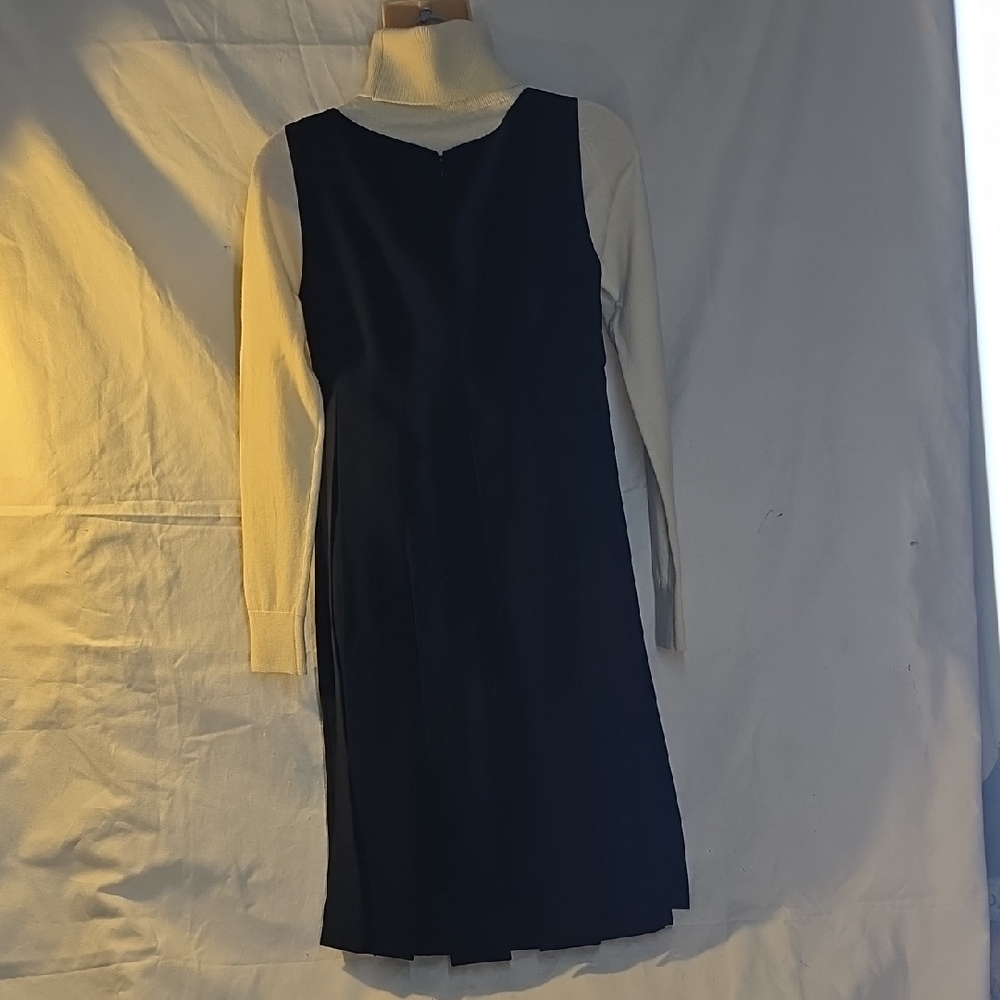 CAbi Black and Cream Colorblock Dress